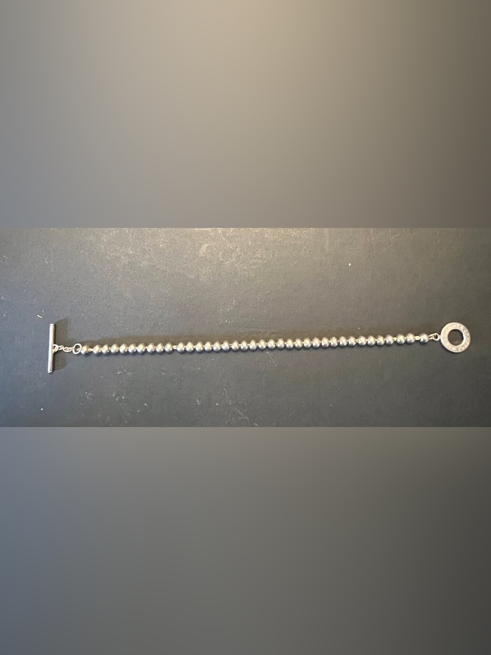 Tiffany & Co. Genuine Sterling Silver Bead Toggle Bracelet